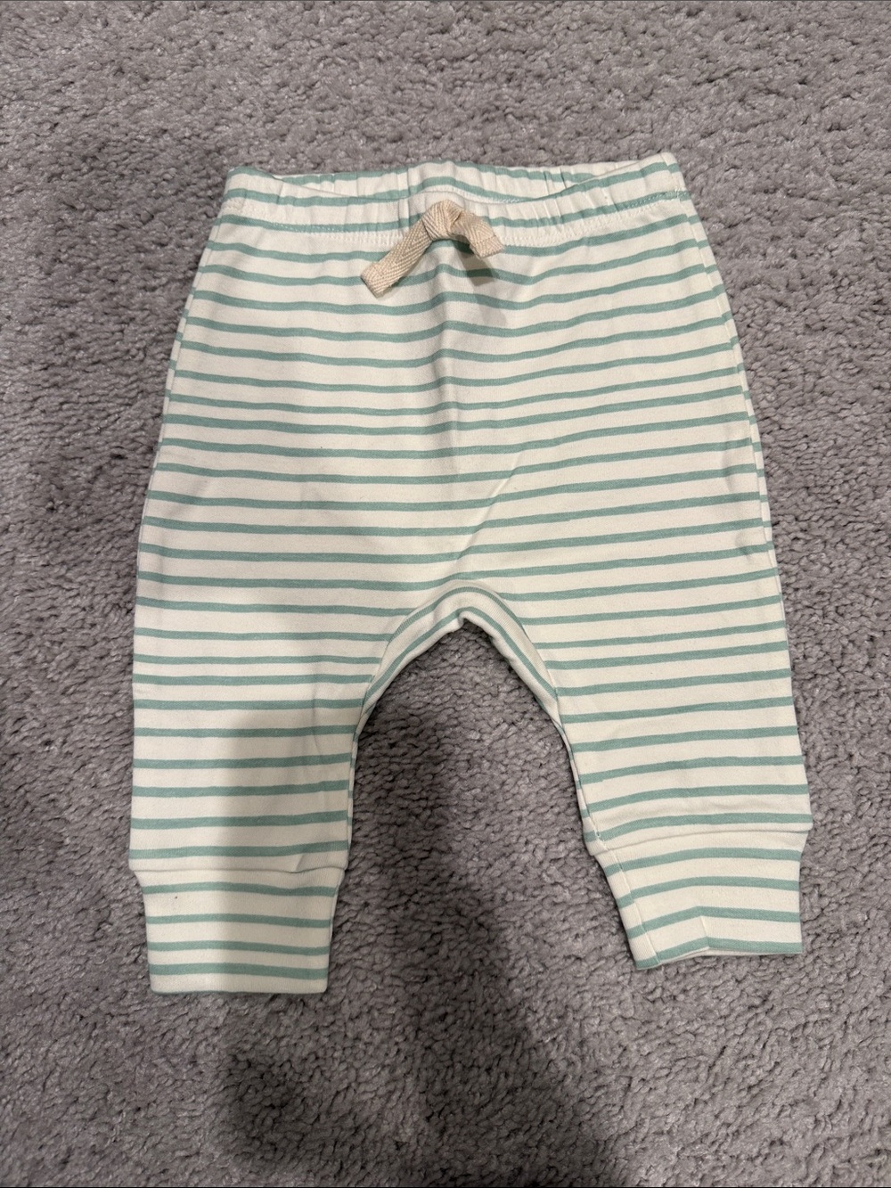 NWOT- Pehr Baby Striped Jogger Pants in Mint and Cream- 0-3M